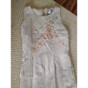 Jessica Howard Petite Linen/Rayon Long Dress Floral Size 6 1990s